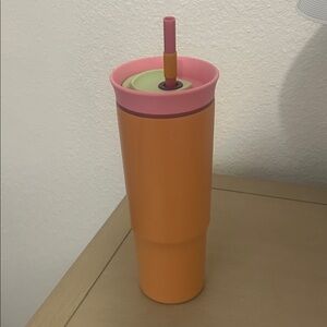Owala Orange and Pink Tumbler with Straw